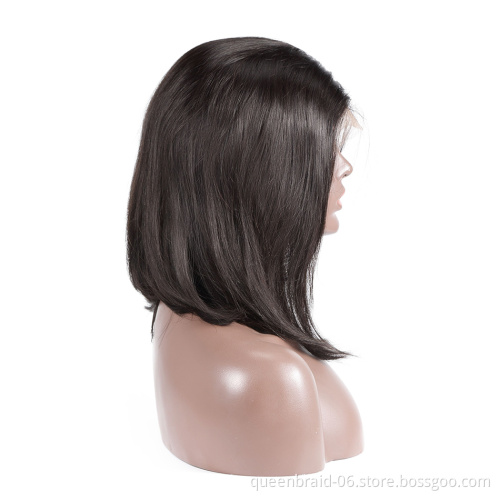 Short Straight Hair Bob Wigs Brazilian Virgin Human Hair Lace Front Wigs 13x4 Lace Closure Wig Part Pre Plucked with Baby Hair